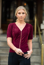 Load image into Gallery viewer, Zipper Front Top in Burgundy