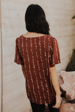 Load image into Gallery viewer, V-Neck Flutter Blouse in Vertical Vine Print