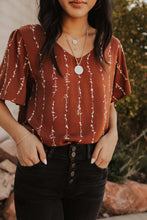 Load image into Gallery viewer, V-Neck Flutter Blouse in Vertical Vine Print