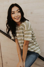 Load image into Gallery viewer, Moonstone Striped Tee in Sage Green