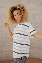 Load image into Gallery viewer, Moonstone Striped Tee in Neutral Grey