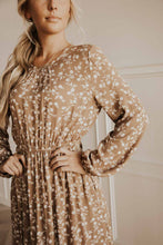 Load image into Gallery viewer, Ditsy Floral Midi Dress in Mocha
