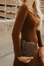 Load image into Gallery viewer, Button Down Knit Dress in Cognac