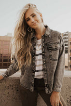 Load image into Gallery viewer, Acid Wash Denim Jacket in Charcoal