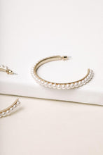 Load image into Gallery viewer, Pearl Open Hoop Earrings

