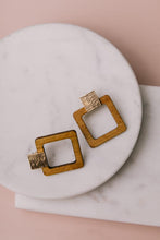 Load image into Gallery viewer, Squared Up Wooden Earrings in Brown
