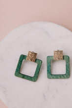 Load image into Gallery viewer, Squared Up Wooden Earrings in Emerald
