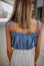 Load image into Gallery viewer, Tillie Eyelet Tank in Blue
