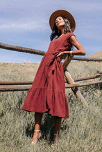Load image into Gallery viewer, Lottie Wrap Dress in Marsala
