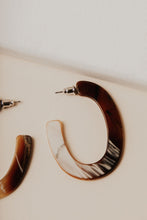 Load image into Gallery viewer, Marble Pattern Hoop Earrings in Brown
