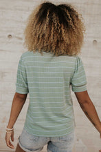 Load image into Gallery viewer, Striped Puff Sleeve Tee in Sage Green
