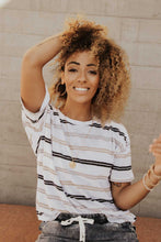 Load image into Gallery viewer, Moonstone Striped Tee in Neutral Grey
