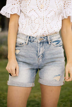 Load image into Gallery viewer, Mid Rise Distressed Denim Shorts
