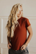 Load image into Gallery viewer, Selena Rolled Sleeve Tee in Rust
