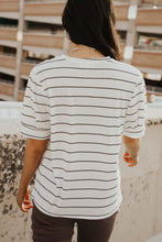 Load image into Gallery viewer, Striped Puff Sleeve Tee in White
