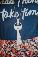 Load image into Gallery viewer, Lucky Me Tassel Necklace in White

